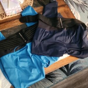 Blue and Black Women's Activewear Shorts